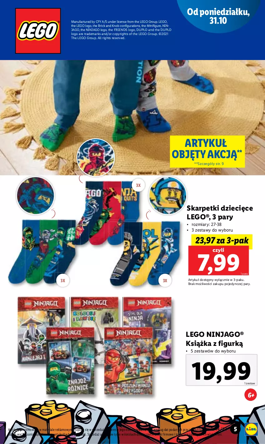 Gazetka promocyjna Lidl - GAZETKA - ważna 31.10 do 05.11.2022 - strona 5 - produkty: Dzieci, Fa, Karp, Książka, LEGO, LEGO Ninjago, Ser, Skarpetki