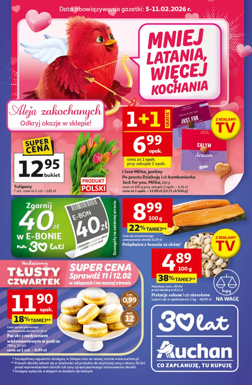 Gazetka promocyjna Auchan - 30 Lat Supermarket Auchan Franczyza - ważna 05.02 do 11.02.2026 - strona 1 - produkty: Milka, Polędwica, Sos