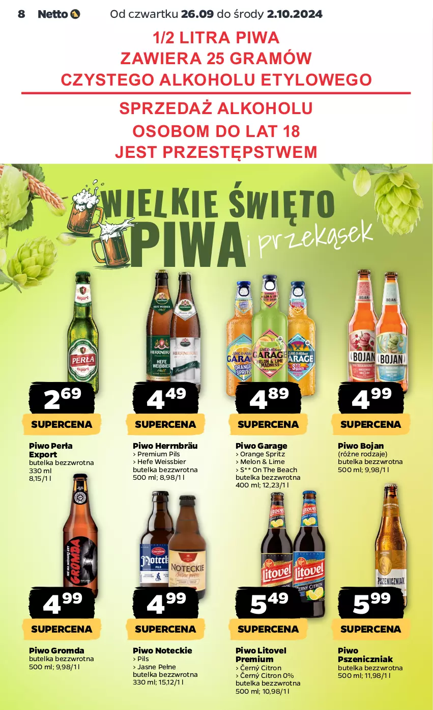 Gazetka promocyjna Netto - Netto Gazetka Food 39/24B - ważna 26.09 do 02.10.2024 - strona 8 - produkty: Gra, Melon, Perła, Piwa, Piwo, Por