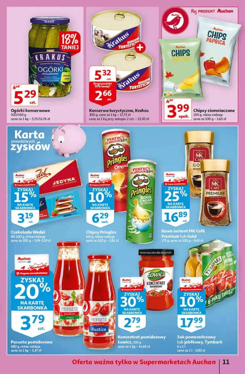 Gazetka promocyjna Auchan - Superoszczędzanie w wersji Maxi Paki Supermarkety - ważna 16.09 do 22.09.2021 - strona 11 - produkty: Chipsy, Konserwa turystyczna, Krakus, Ogórki konserwowe, Ser