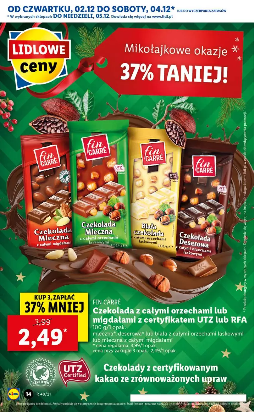 Gazetka promocyjna Lidl - GAZETKA OD 02.12 DO 05.12 - ważna 02.12 do 05.12.2021 - strona 14 - produkty: Czekolada, Deser, Fa, Kakao, Ser