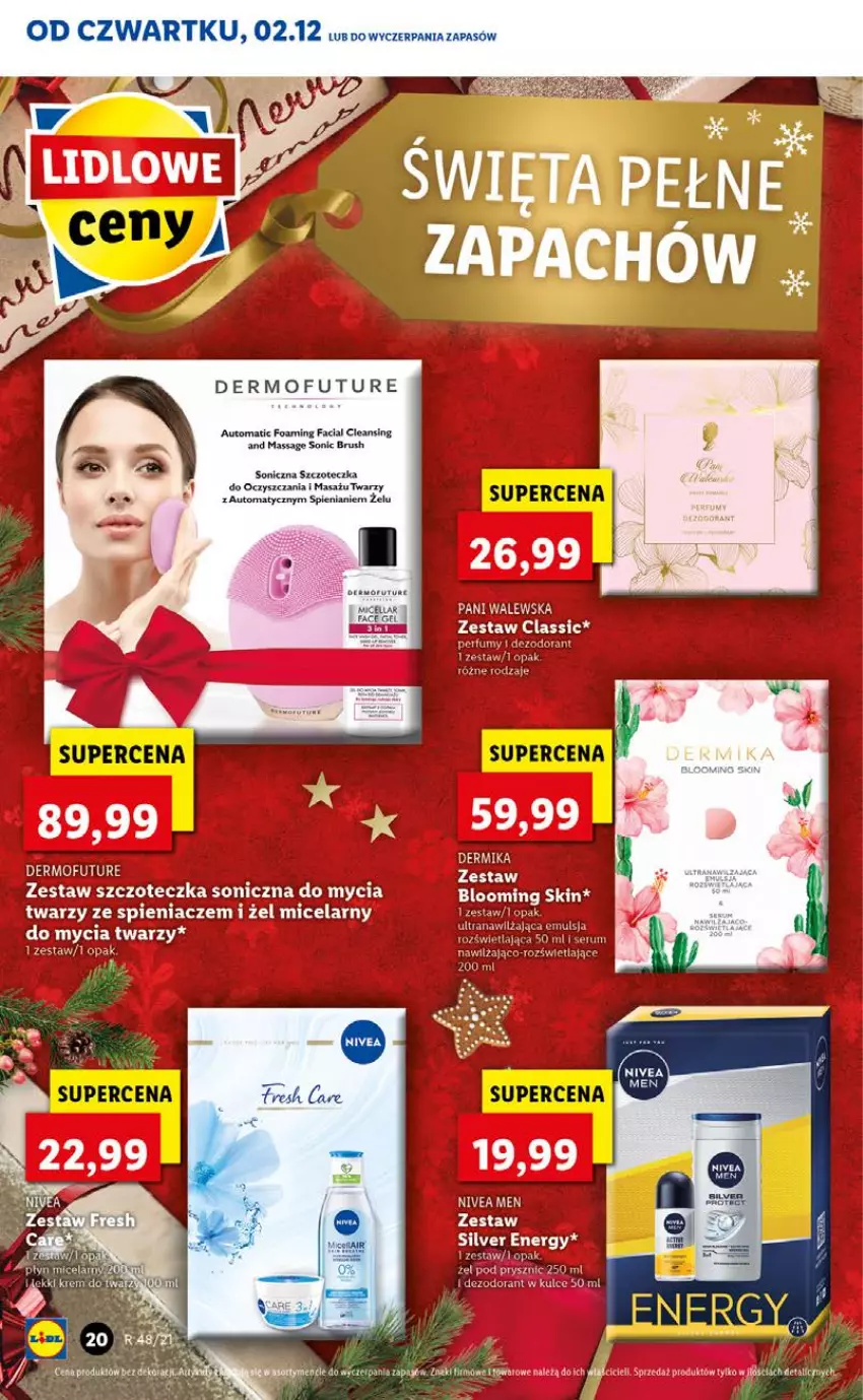 Gazetka promocyjna Lidl - GAZETKA OD 02.12 DO 05.12 - ważna 02.12 do 05.12.2021 - strona 20 - produkty: Dermika, Dermofuture, Dezodorant, Fa, Nivea, Nivea Men, Perfum, Szczoteczka, Szczoteczka soniczna