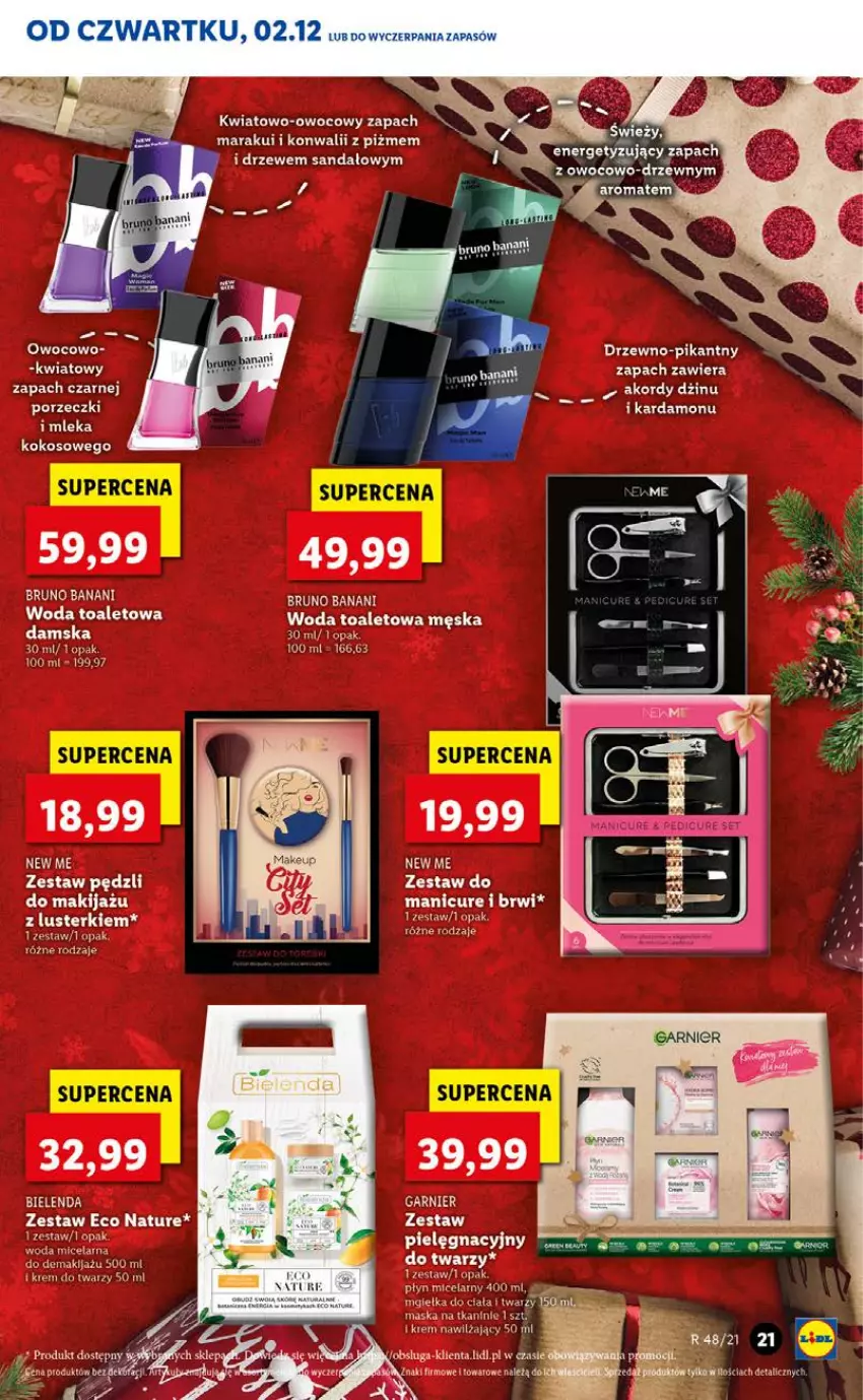 Gazetka promocyjna Lidl - GAZETKA OD 02.12 DO 05.12 - ważna 02.12 do 05.12.2021 - strona 21 - produkty: Bielenda, Fa, Garnier, Kokos, LG, Makijaż, Płyn micelarny, Por, Sandał, Woda, Woda micelarna, Woda toaletowa, Zestaw pędzli