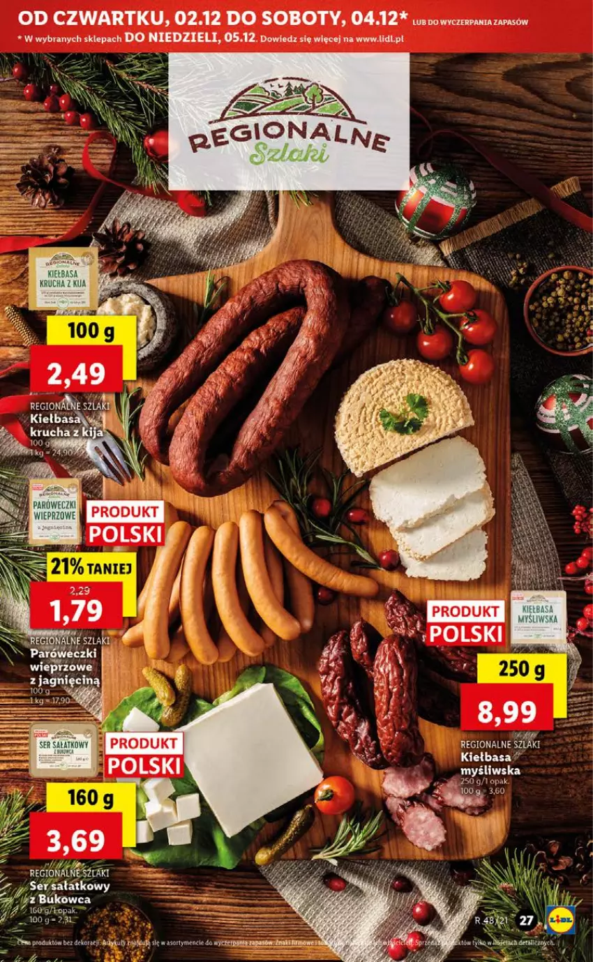 Gazetka promocyjna Lidl - GAZETKA OD 02.12 DO 05.12 - ważna 02.12 do 05.12.2021 - strona 27 - produkty: Kiełbasa