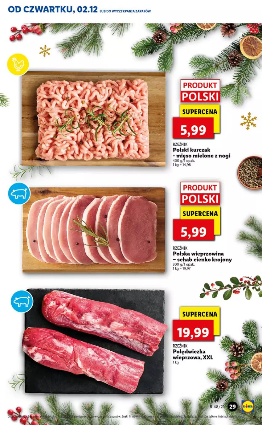 Gazetka promocyjna Lidl - GAZETKA OD 02.12 DO 05.12 - ważna 02.12 do 05.12.2021 - strona 29 - produkty: Fa, Kurczak, Mięso, Mięso mielone, Polędwiczka wieprzowa, Wieprzowina