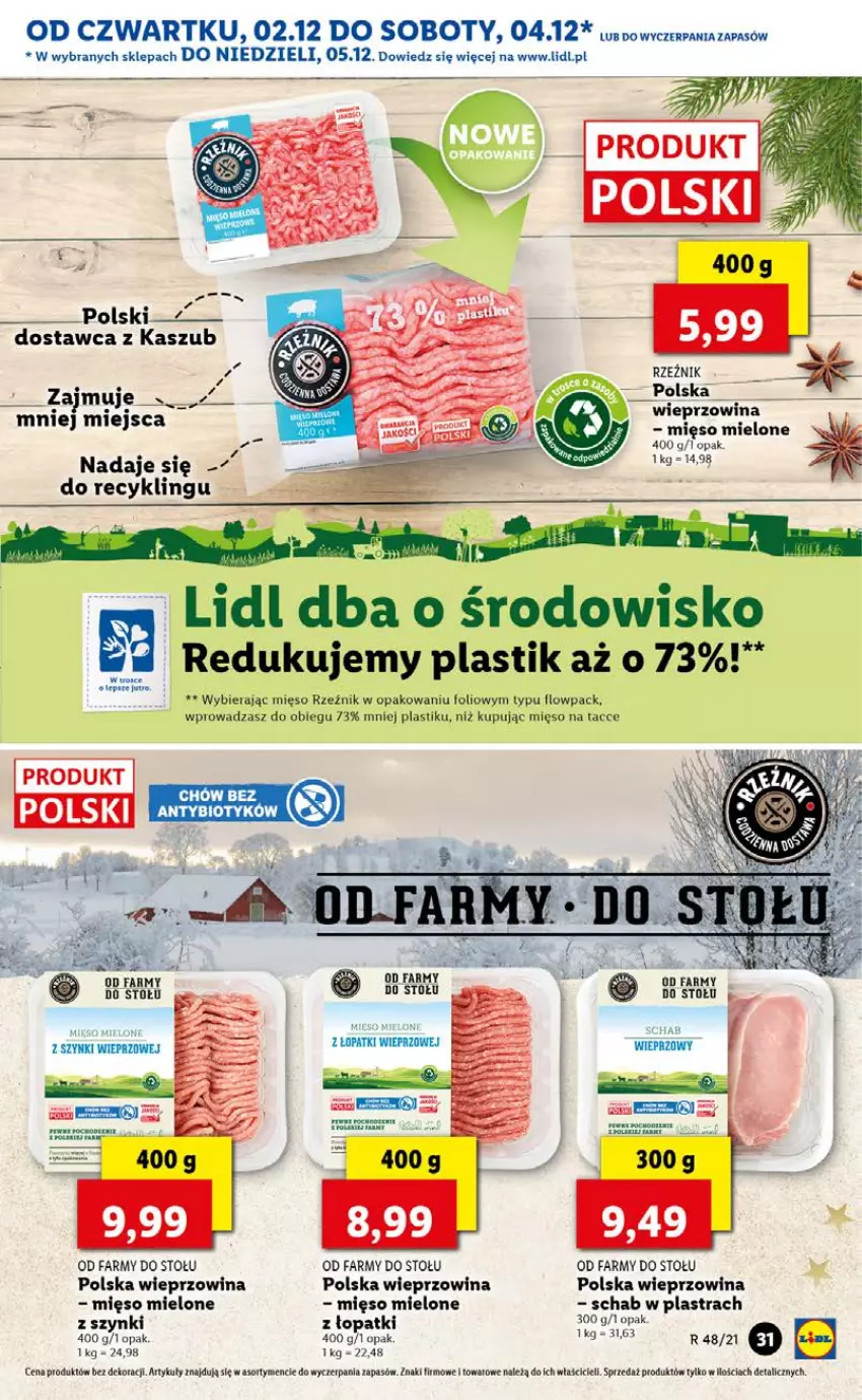 Gazetka promocyjna Lidl - GAZETKA OD 02.12 DO 05.12 - ważna 02.12 do 05.12.2021 - strona 31 - produkty: Fa, Mięso, Mięso mielone, Wieprzowina