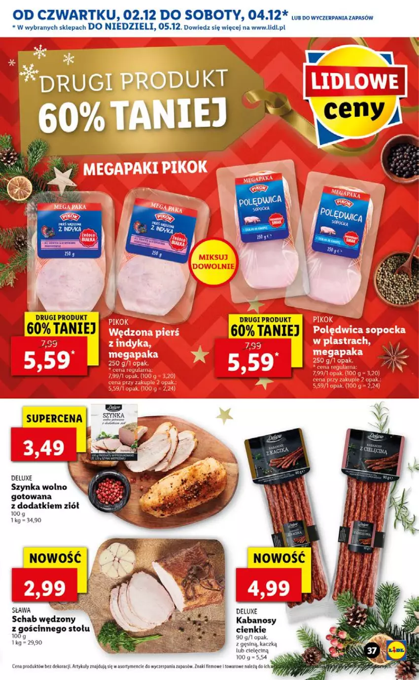 Gazetka promocyjna Lidl - GAZETKA OD 02.12 DO 05.12 - ważna 02.12 do 05.12.2021 - strona 37 - produkty: Kabanos, Polędwica, Szynka