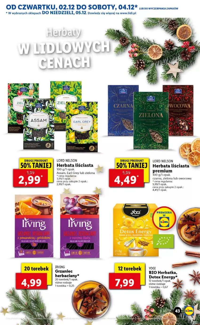 Gazetka promocyjna Lidl - GAZETKA OD 02.12 DO 05.12 - ważna 02.12 do 05.12.2021 - strona 43 - produkty: Earl Grey, Herbata, Irving, Torebka