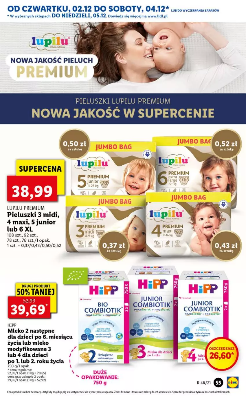 Gazetka promocyjna Lidl - GAZETKA OD 02.12 DO 05.12 - ważna 02.12 do 05.12.2021 - strona 55 - produkty: Dzieci, HiPP, Mleko, Mop, Por