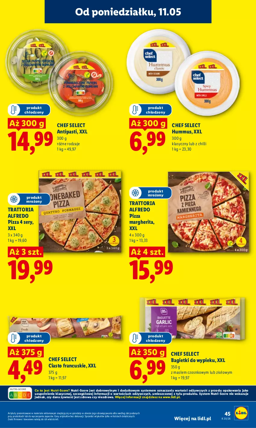 Gazetka promocyjna Lidl - Gazetka ważna od 11.05 do 13.05 - ważna 11.05 do 13.05.2026 - strona 45 - produkty: Ciasto francuskie, Hummus, Mus, Pizza, Pizza margherita, Ser