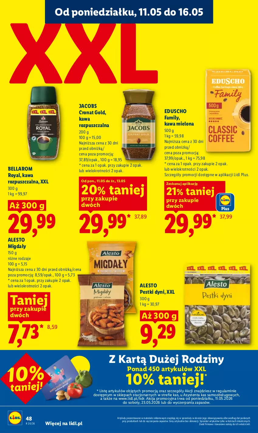 Gazetka promocyjna Lidl - Gazetka ważna od 11.05 do 13.05 - ważna 11.05 do 13.05.2026 - strona 48 - produkty: Bell, Bella, Fa, Jacobs, Kawa, Kawa mielona, Kawa rozpuszczalna, Migdały, Pestki dyni