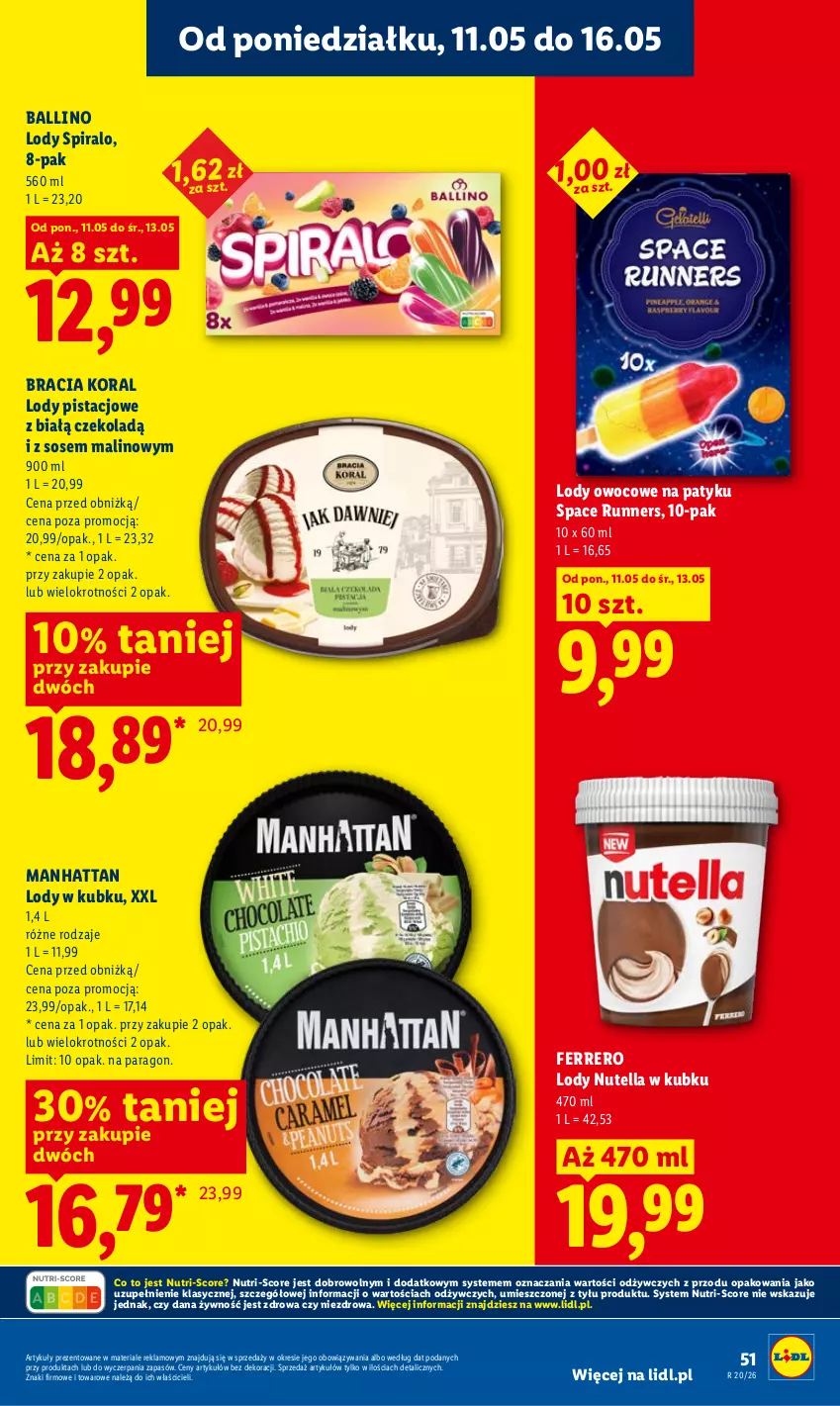 Gazetka promocyjna Lidl - Gazetka ważna od 11.05 do 13.05 - ważna 11.05 do 13.05.2026 - strona 51 - produkty: Ferrero, Lody, Nutella, Sos