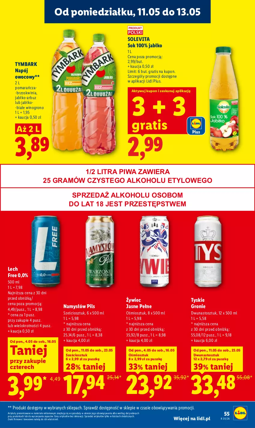 Gazetka promocyjna Lidl - Gazetka ważna od 11.05 do 13.05 - ważna 11.05 do 13.05.2026 - strona 55 - produkty: Arbuz, Gra, Namysłów, Napój, Piwa, Sok, Tymbark, Tyskie, Wino