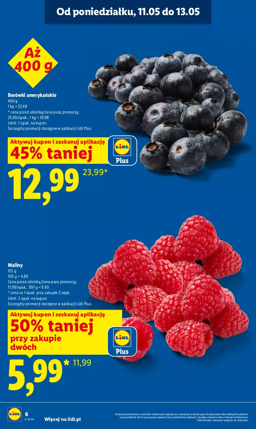 Gazetka promocyjna Lidl - Gazetka ważna od 11.05 do 13.05 - ważna 11.05 do 13.05.2026 - strona 6 - produkty: Maliny