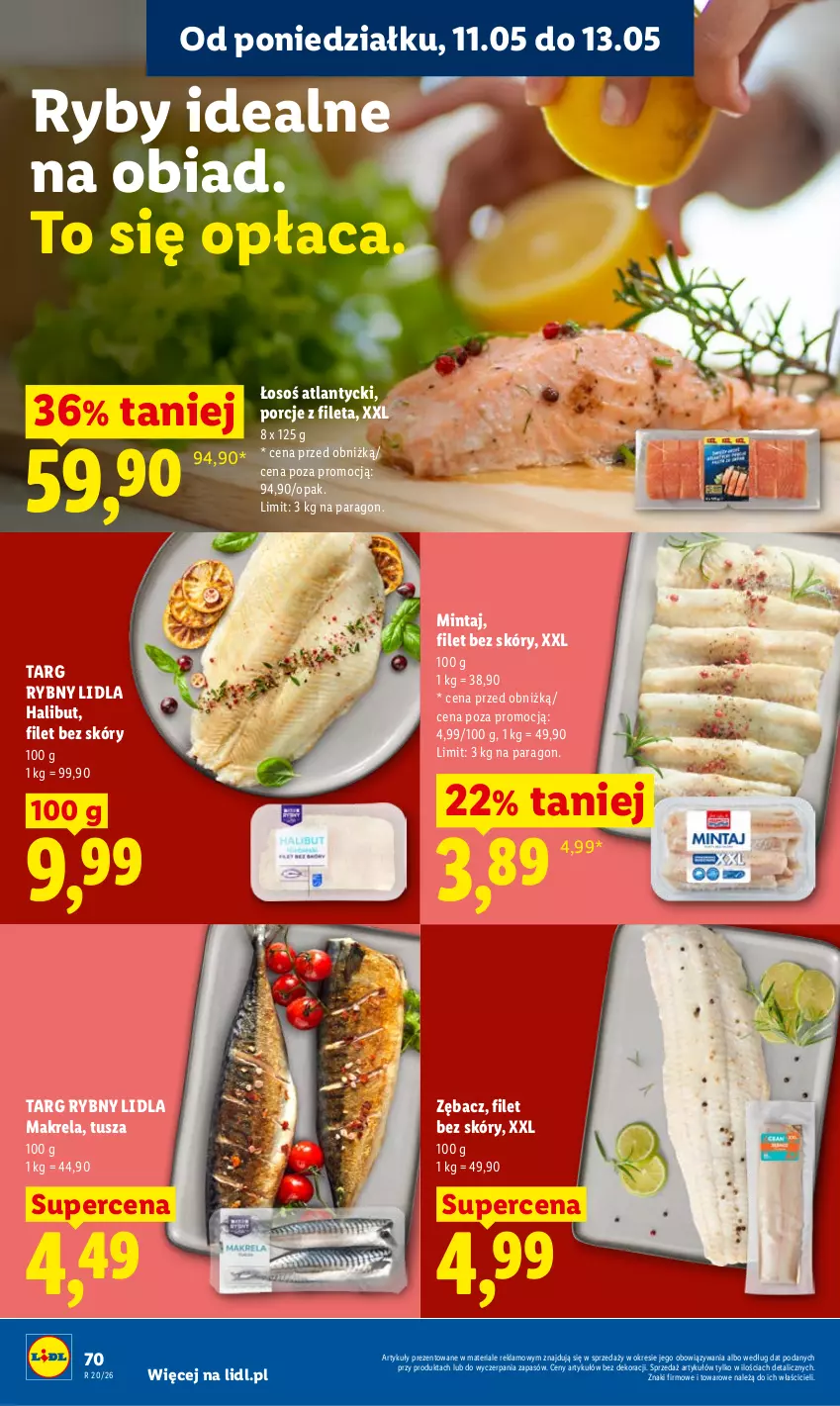 Gazetka promocyjna Lidl - Gazetka ważna od 11.05 do 13.05 - ważna 11.05 do 13.05.2026 - strona 70 - produkty: Halibut, Mintaj, Por, Tusz
