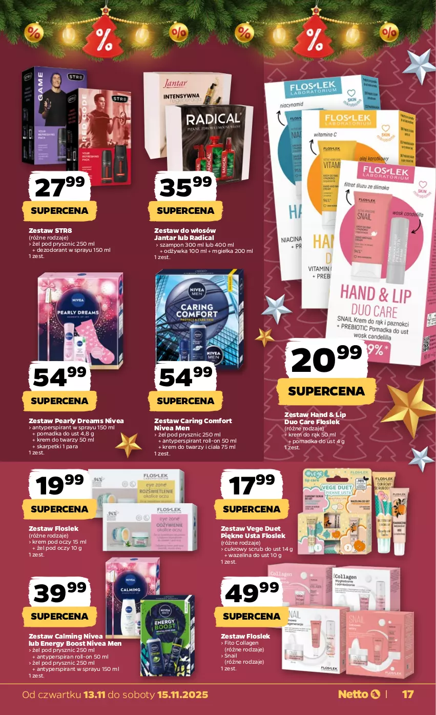 Gazetka promocyjna Netto - Od Czwartku - ważna 13.11 do 15.11.2025 - strona 17 - produkty: Antyperspirant, Dezodorant, Karp, Krem do rąk, Krem do twarzy, Nivea, Nivea Men, Odżywka, Skarpetki, Str8