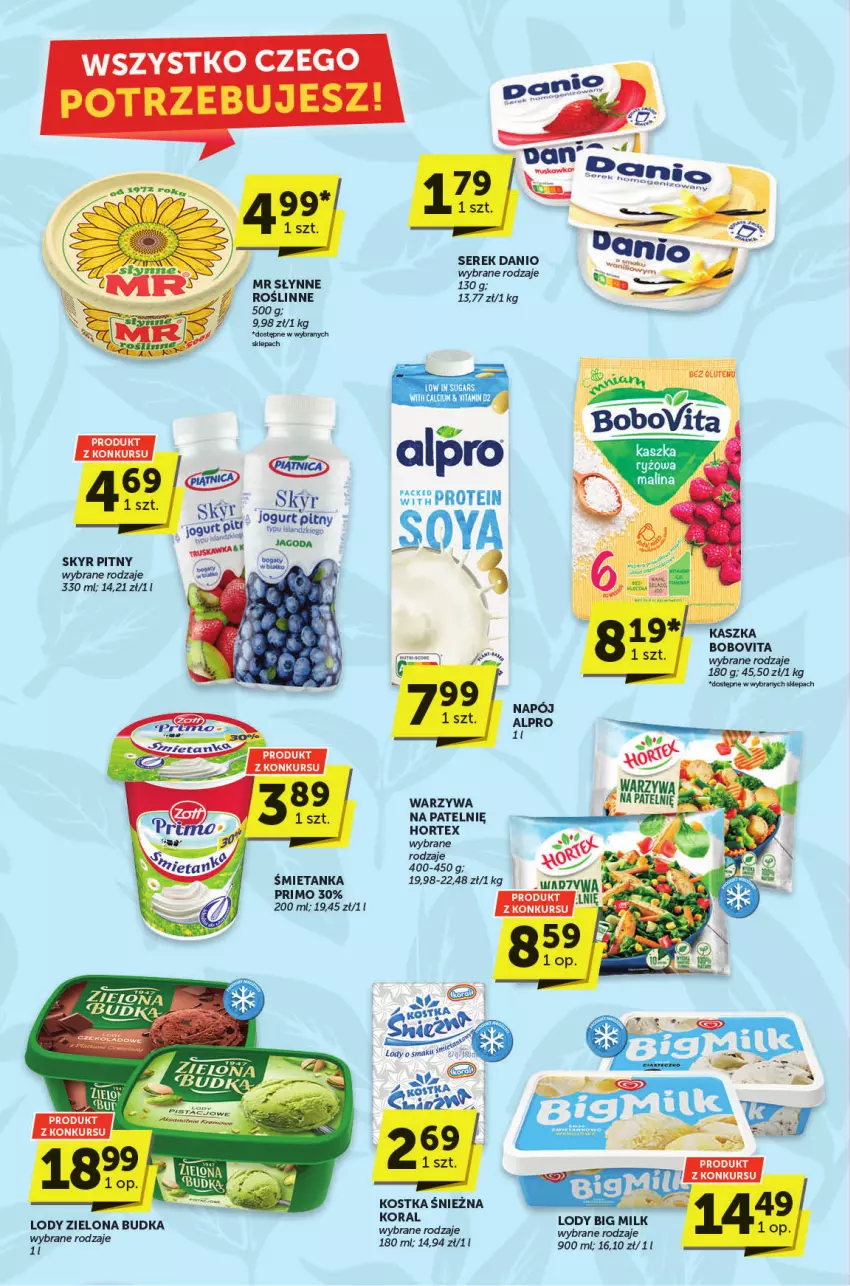 Gazetka promocyjna ABC - ważna 19.09 do 01.10.2024 - strona 4 - produkty: Alpro, BoboVita, Danio, Hortex, Jogurt, Lody, Napój, Ser, Serek, Słynne, Warzywa, Zielona Budka