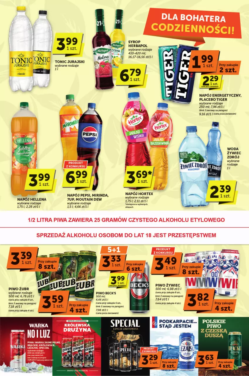 Gazetka promocyjna ABC - ważna 19.09 do 01.10.2024 - strona 7 - produkty: 7up, Hellena, Herbapol, Karp, Mirinda, Napój, Napój energetyczny, Pepsi, Piwo, Syrop, Tiger