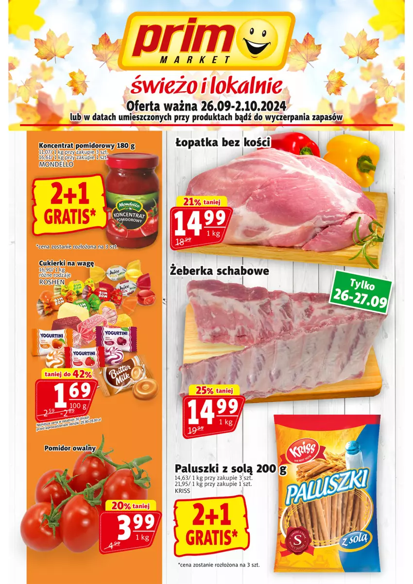 Gazetka promocyjna Prim Market - ważna 26.09 do 02.10.2024 - strona 1 - produkty: Cukier, Cukierki, Dell, Koncentrat pomidorowy