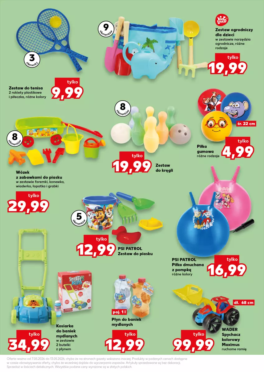 Gazetka promocyjna Kaufland - Kaufland - ważna 07.05 do 13.05.2026 - strona 13 - produkty: Dzieci, Foremki, Gra, Konewka, Kosiarka, Mus, Piłka dmuchana, Psi Patrol, Wózek, Zabawka
