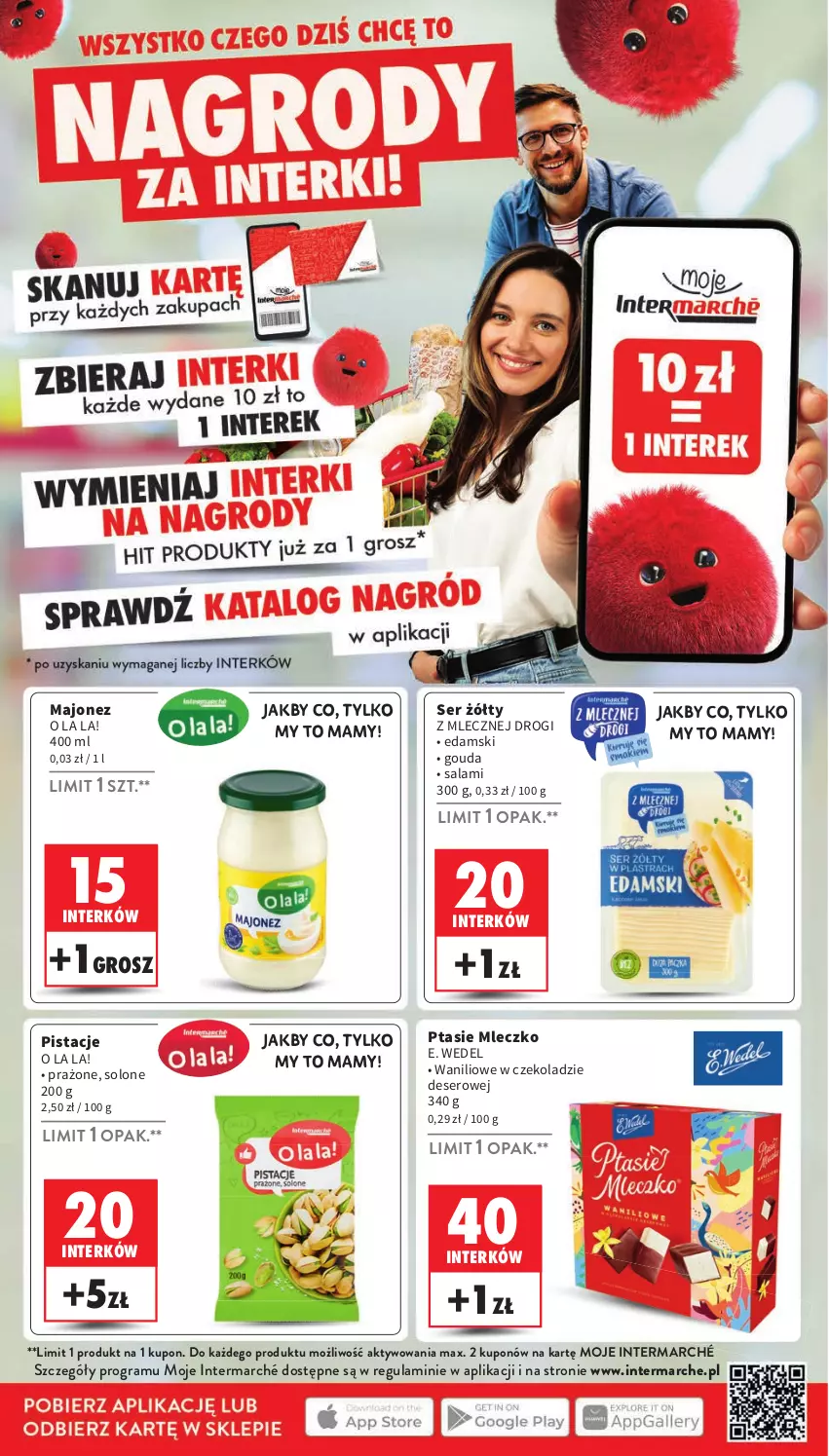 Gazetka promocyjna Intermarche - ważna 09.01 do 15.01.2025 - strona 24 - produkty: Deser, E. Wedel, Edam, Gouda, Gra, Majonez, Mleczko, Pistacje, Ptasie mleczko, Salami, Ser