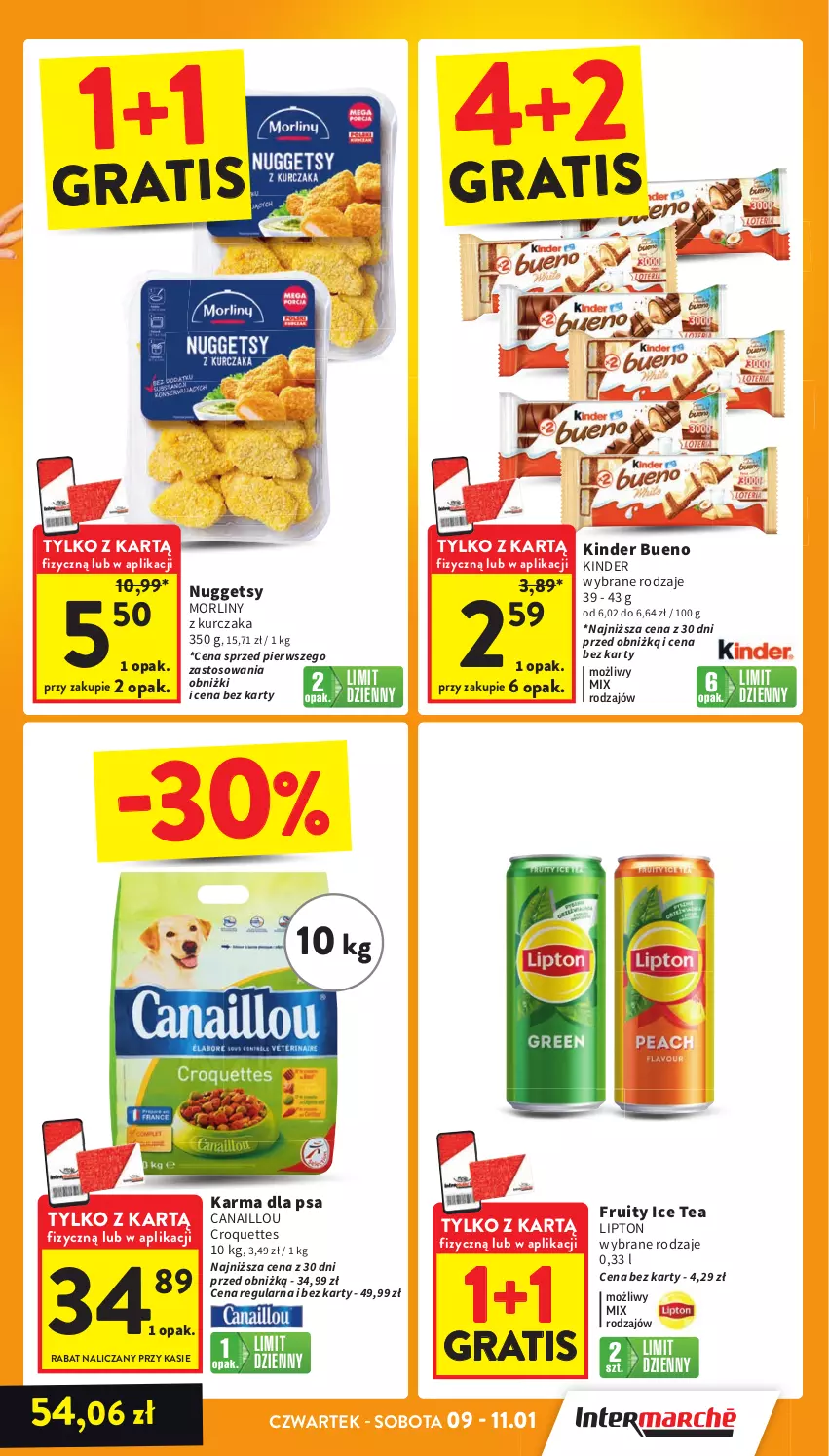 Gazetka promocyjna Intermarche - ważna 09.01 do 15.01.2025 - strona 3 - produkty: Canaillou, Gra, Ice tea, Kinder, Kinder Bueno, Kurczak, Lipton, Morliny