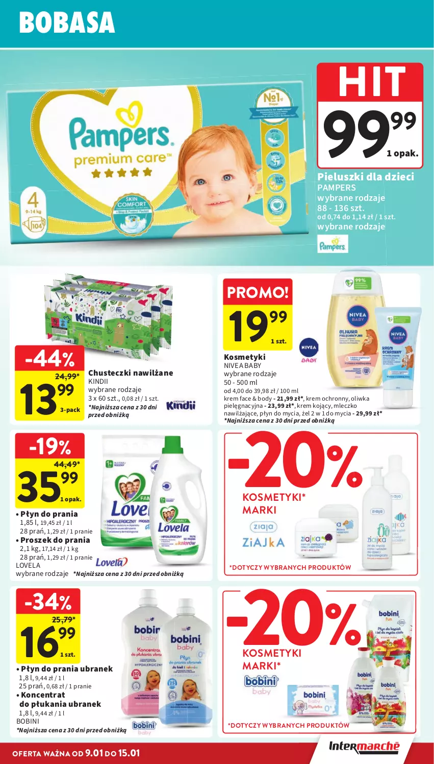 Gazetka promocyjna Intermarche - ważna 09.01 do 15.01.2025 - strona 35 - produkty: Body, Chusteczki, Dzieci, Fa, Kindii, Lovela, Mleczko, Nivea, Nivea Baby, Pampers, Płyn do mycia, Płyn do prania, Proszek do prania