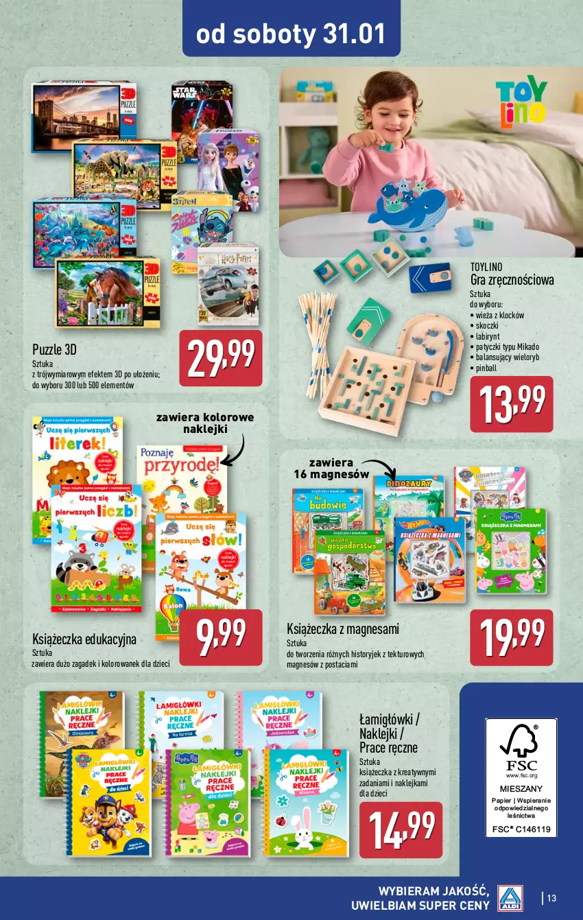 Gazetka promocyjna Aldi - Artykuły przemysłowe i tekstylia - ważna 28.01 do 31.01.2026 - strona 13 - produkty: Dzieci, Gra, Klej, Koc, NBA, Papier, Puzzle