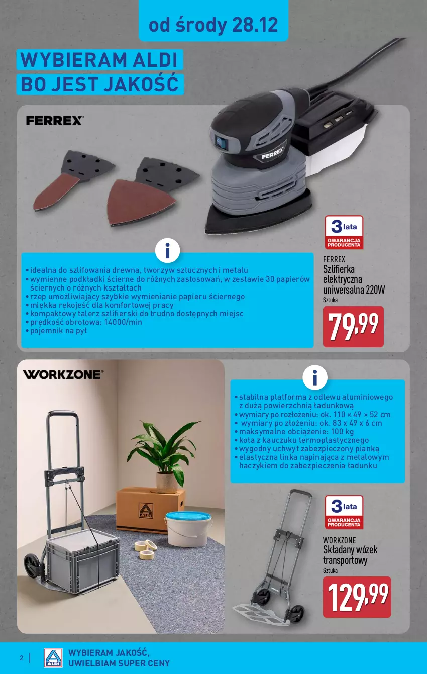 Gazetka promocyjna Aldi - Artykuły przemysłowe i tekstylia - ważna 28.01 do 31.01.2026 - strona 2 - produkty: Haczyk, Inka, Mop, Papier, Piec, Podkład, Pojemnik, Por, Sport, Szlifierka, Talerz, Tran, Wózek, Wózek transportowy