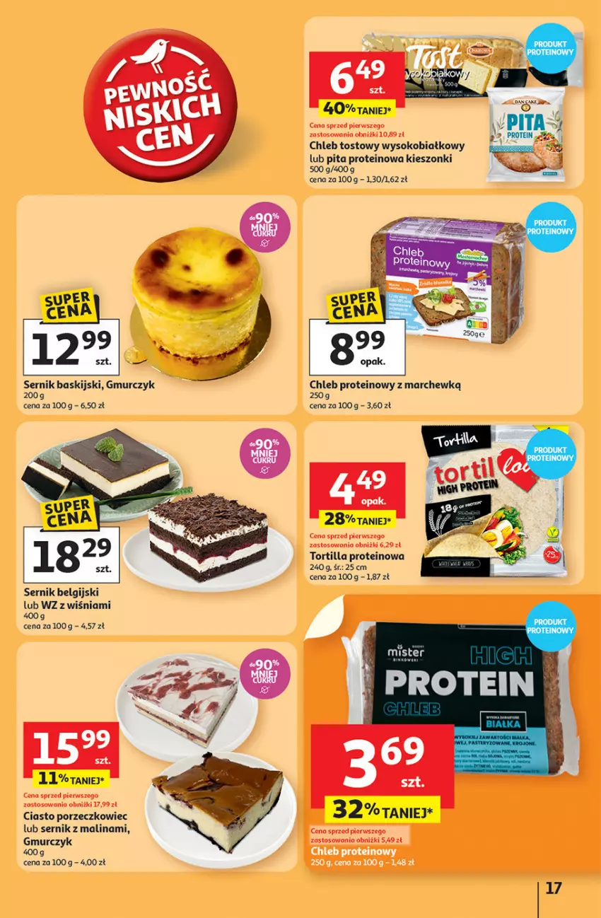 Gazetka promocyjna Auchan - Pewność niskich cen Hipermarket - ważna 11.09 do 17.09.2025 - strona 17 - produkty: Chleb, Chleb proteinowy, Chleb tostowy, Por, Ser, Sok, Tortilla