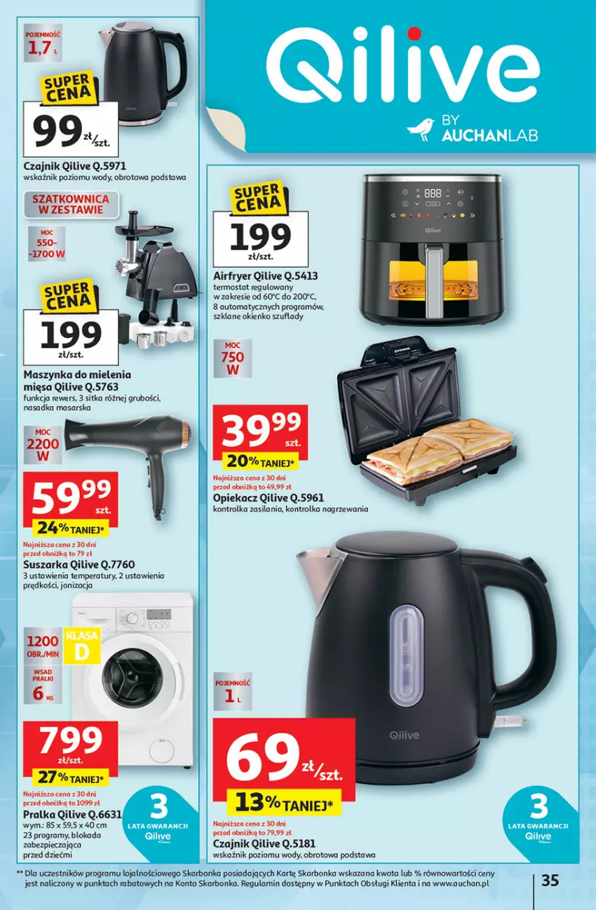 Gazetka promocyjna Auchan - Pewność niskich cen Hipermarket - ważna 11.09 do 17.09.2025 - strona 35 - produkty: Czajnik, Gra, Maszynka, Maszynka do mielenia, Piec, Pralka, Pralki, Silan, Suszarka, Szatkownica, Szynka, Termos