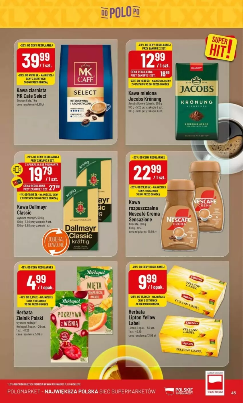 Gazetka promocyjna PoloMarket - ważna 03.07 do 09.07.2024 - strona 40 - produkty: Herbata, Jacobs, Kawa, Kawa mielona, Kawa ziarnista, Lipton