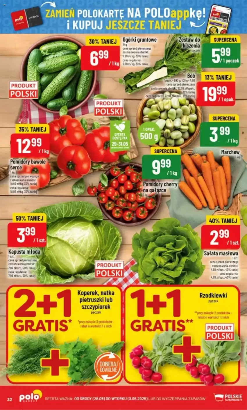 Gazetka promocyjna PoloMarket - ważna 28.05 do 03.06.2025 - strona 5 - produkty: Fa, Grunt, LG, Masło, Pomidory, Sałat, Sałata masłowa