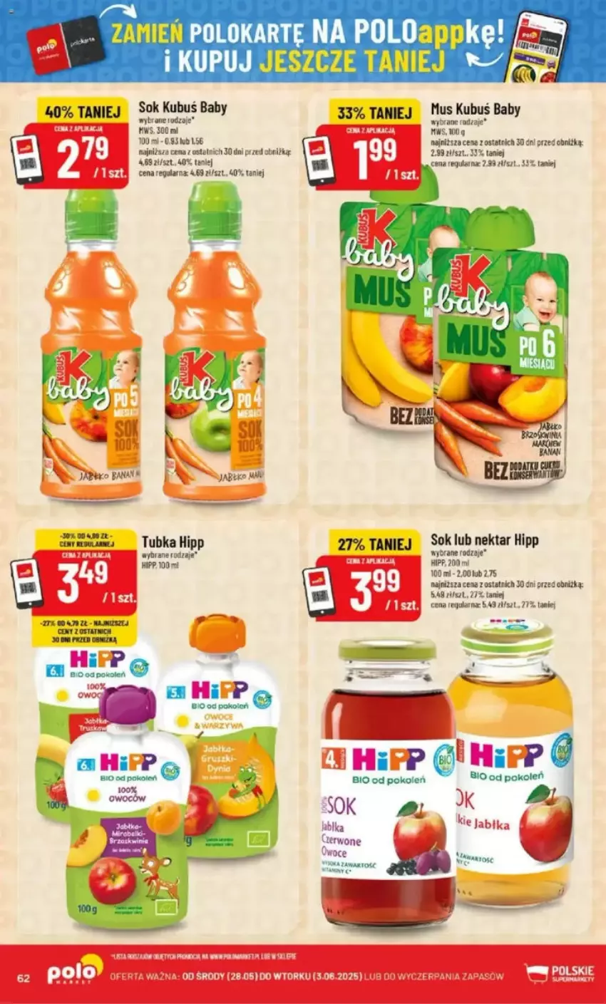 Gazetka promocyjna PoloMarket - ważna 28.05 do 03.06.2025 - strona 63 - produkty: HiPP, Kubuś, Mus, Nektar, Sok
