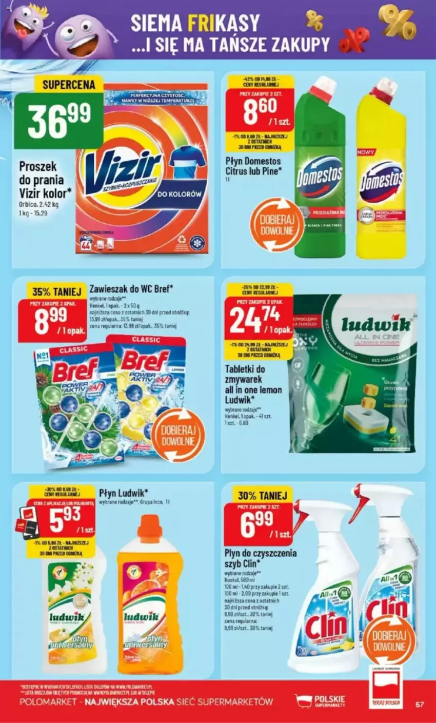 Gazetka promocyjna PoloMarket - ważna 28.05 do 03.06.2025 - strona 68 - produkty: Bref, Clin, Domestos, Fa, Ludwik, Proszek do prania, Tablet, Vizir, Wieszak