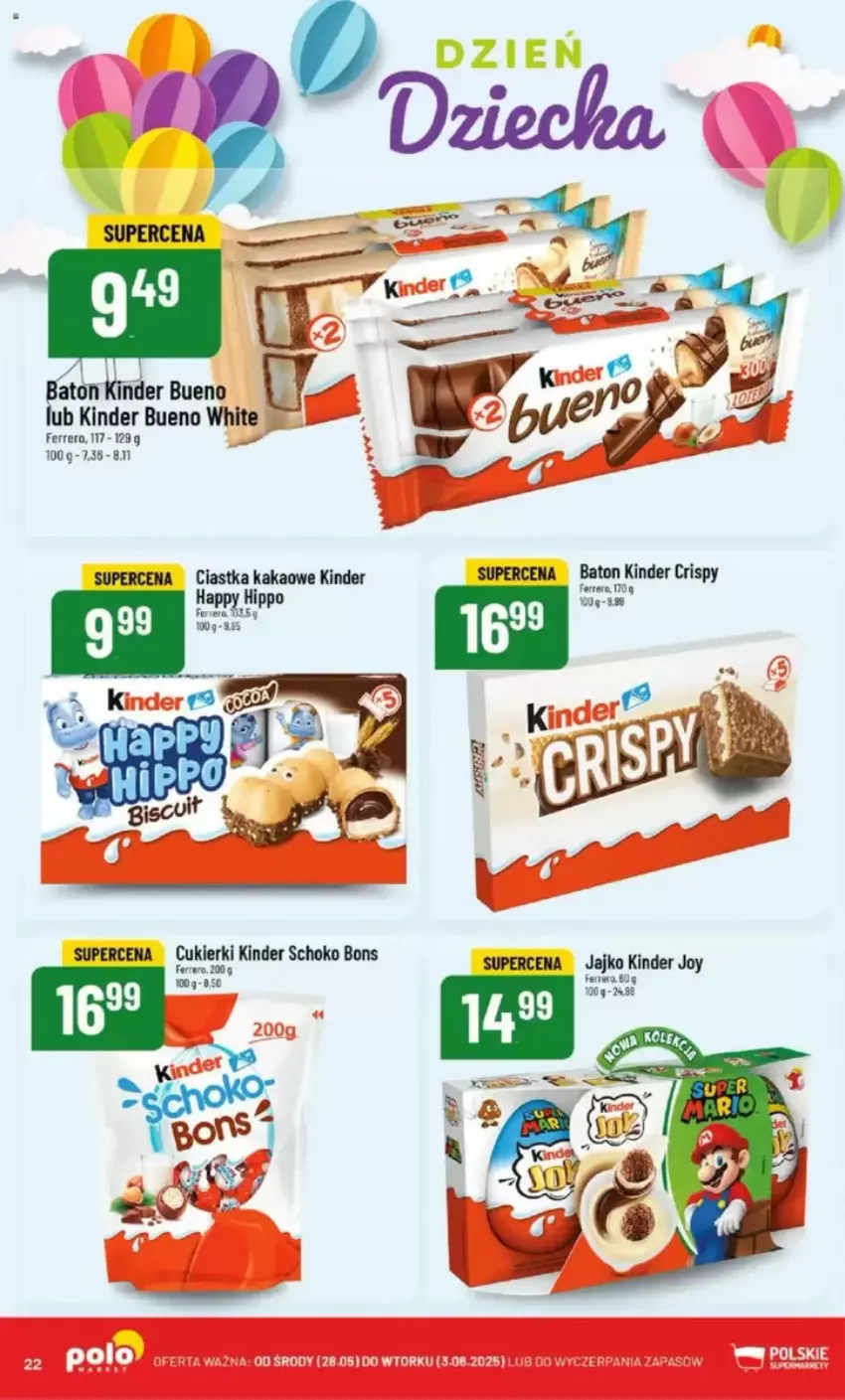 Gazetka promocyjna PoloMarket - ważna 28.05 do 03.06.2025 - strona 96 - produkty: Baton, Ciastka, Cukier, Cukierki, HiPP, Kakao, Kinder, Kinder Bueno