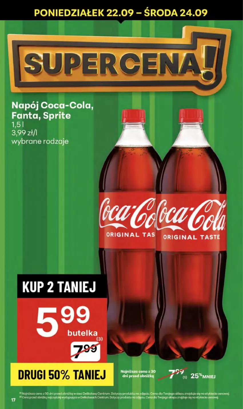 Gazetka promocyjna Delikatesy Centrum - Franczyza DC38 Czwartek - ważna 18.09 do 24.09.2025 - strona 17 - produkty: Coca-Cola, Fa, Fanta, Gin, Napój, Rum, Sprite