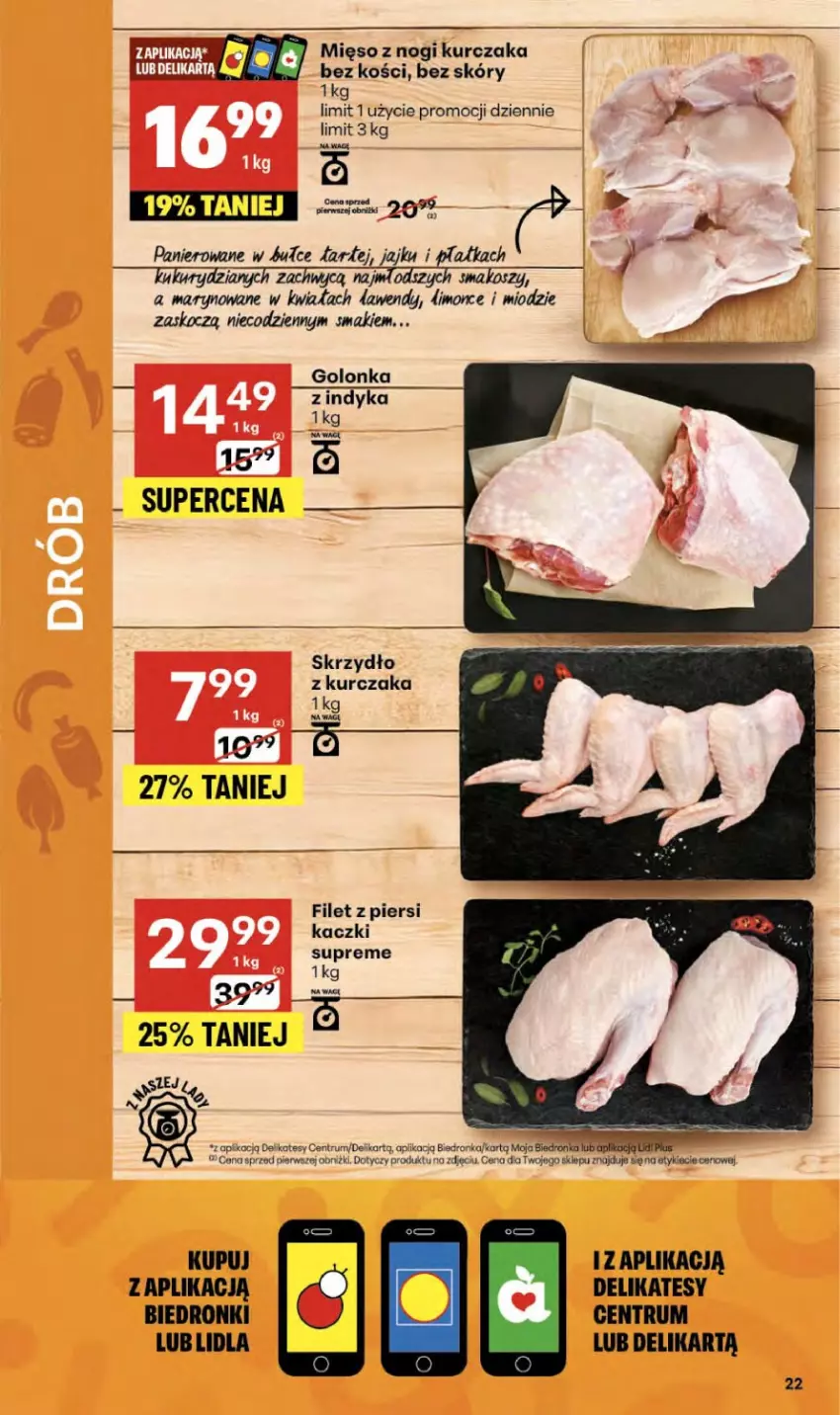 Gazetka promocyjna Delikatesy Centrum - Franczyza DC38 Czwartek - ważna 18.09 do 24.09.2025 - strona 22 - produkty: Filet z piersi kaczki, Golonka z indyka, Koc, Kosz, Kurczak, Mięso, Rum, Ser, Wagi
