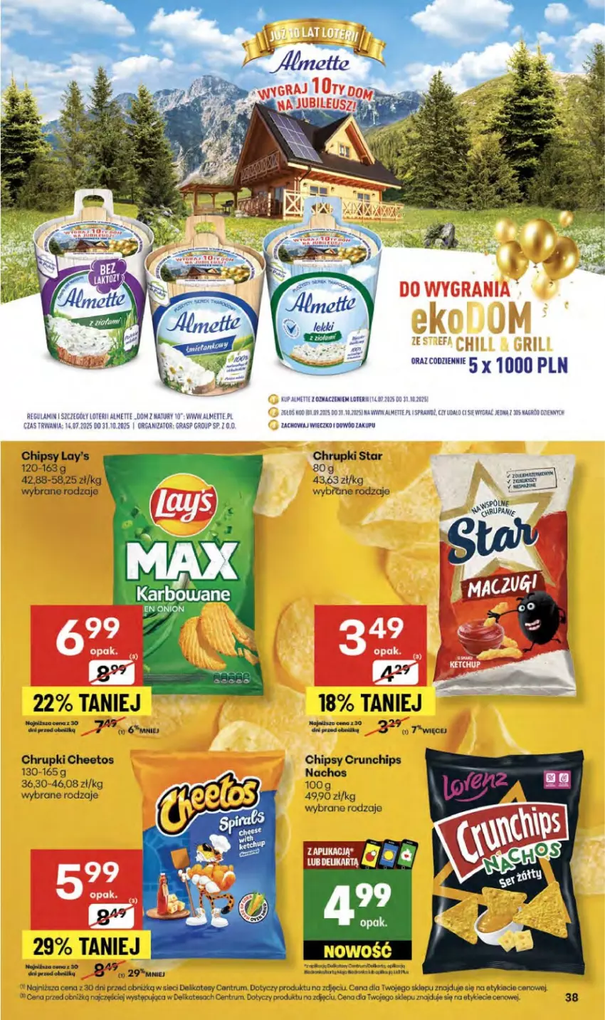 Gazetka promocyjna Delikatesy Centrum - Franczyza DC38 Czwartek - ważna 18.09 do 24.09.2025 - strona 38 - produkty: Almette, Cheetos, Chipsy, Chrupki, Crunchips, Gra, Koc, Noż, Rum
