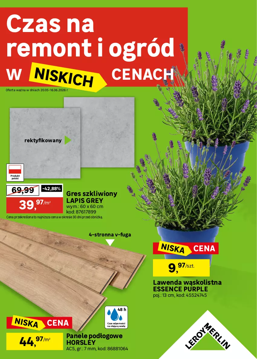 Gazetka promocyjna Leroy Merlin - Gazetka Leroy Merlin - ważna 20.05 do 16.06.2026 - strona 1 - produkty: Gres, Gres szkliwiony, Ogród, Por, Pur