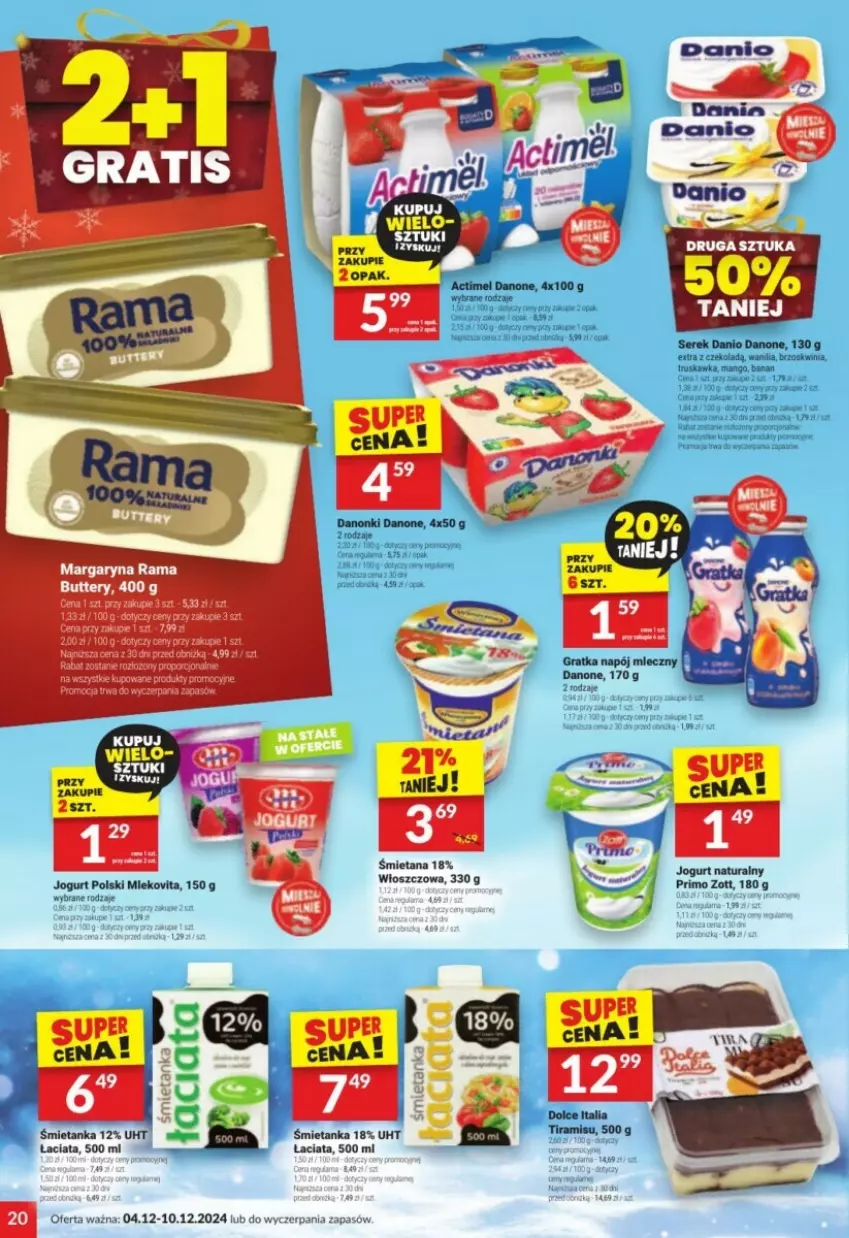 Gazetka promocyjna Twoj Market - ważna 04.12 do 10.12.2024 - strona 13 - produkty: Actimel, Danio, Danone, Danonki, Gra, Jogurt, Jogurt naturalny, Mango, Margaryna, Mleko, Mlekovita, Napój, Napój mleczny, Rama, Ser, Serek, Zott