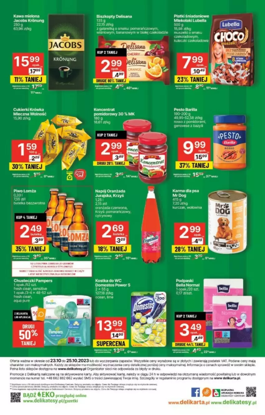 Gazetka promocyjna Delikatesy Centrum - ważna 23.10 do 25.10.2023 - strona 4 - produkty: Bell, Bella, Chusteczki, Gala, Jacobs, Lubella, Pampers