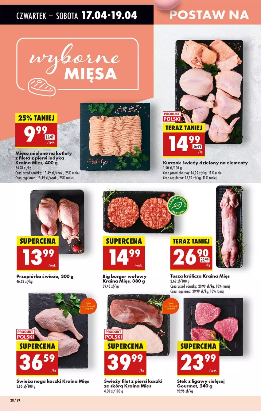 Gazetka promocyjna Biedronka - Od Czwartku - ważna 17.04 do 23.04.2025 - strona 38 - produkty: Burger, Filet z piersi kaczki, Kotlet, Kurczak, Mięso, Mięso mielone, Przepiórka, Stek, Tusz