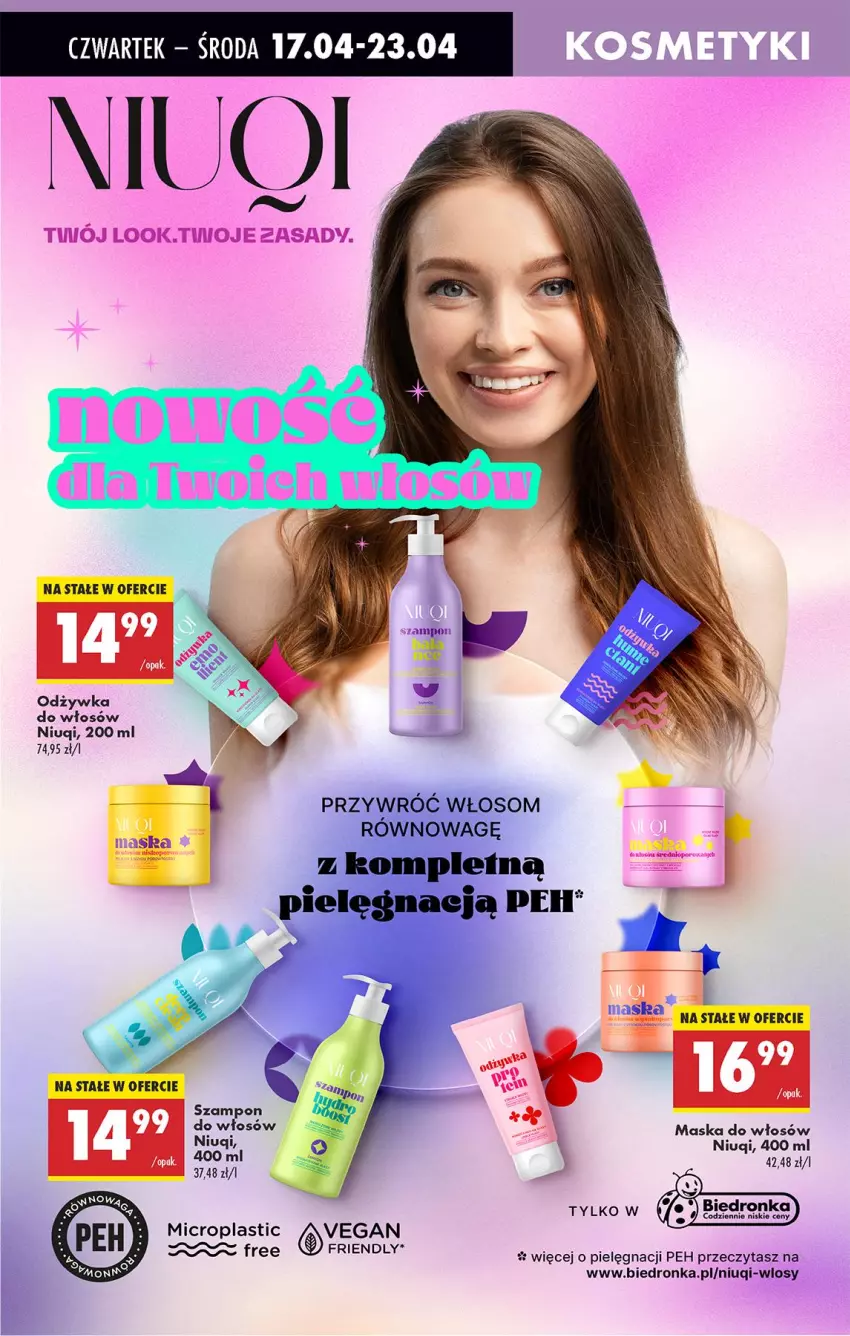 Gazetka promocyjna Biedronka - Od Czwartku - ważna 17.04 do 23.04.2025 - strona 72 - produkty: Maska, Maska do włosów, Niuqi, Odzywka do włosów, Szampon