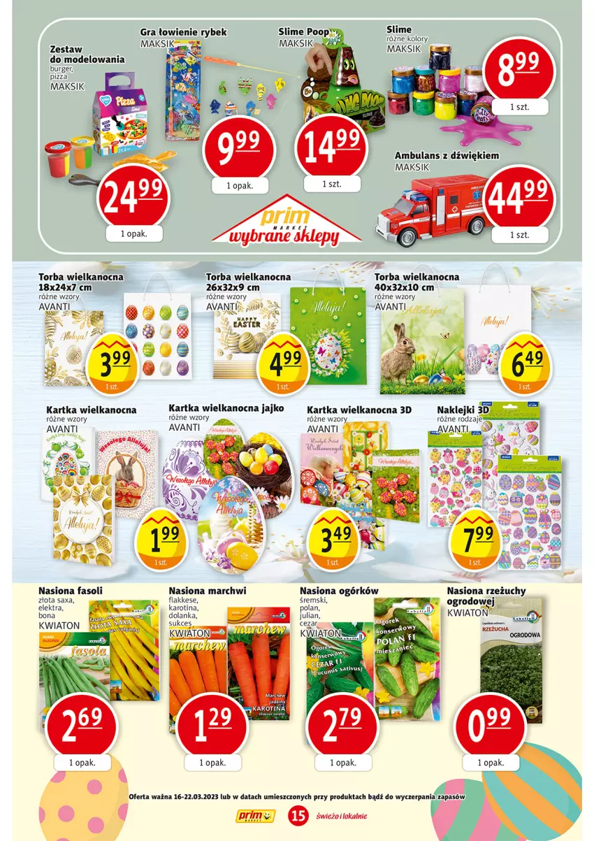 Gazetka promocyjna Prim Market - ważna 16.03 do 22.03.2023 - strona 15 - produkty: Burger, Fa, Klej, Pizza, Torba