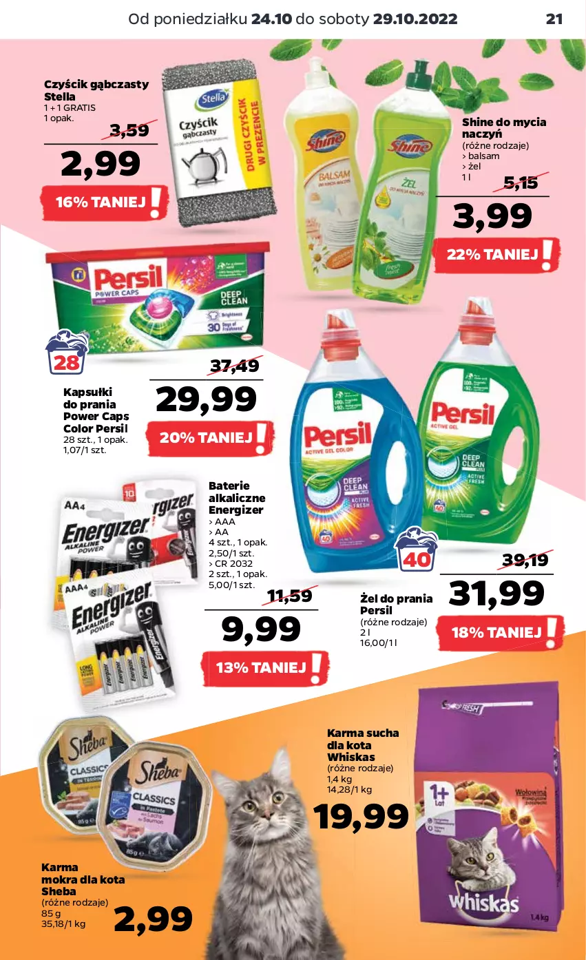 Gazetka promocyjna Netto - Artykuły spożywcze - ważna 24.10 do 29.10.2022 - strona 21 - produkty: Baterie alkaliczne, Do mycia naczyń, Energizer, Gra, Kapsułki do prania, Persil, Sheba, Whiskas