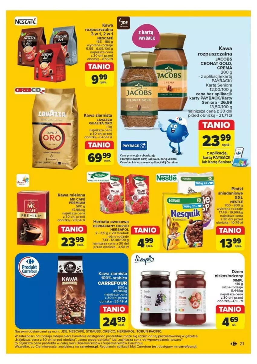 Gazetka promocyjna Carrefour - ważna 18.11 do 23.11.2024 - strona 14 - produkty: BIC, Cif, Danio, Dżem, Fa, Herbapol, Herbata, Herbata owocowa, Jacobs, Kawa, Kawa mielona, Kawa rozpuszczalna, Kawa ziarnista, Ogród