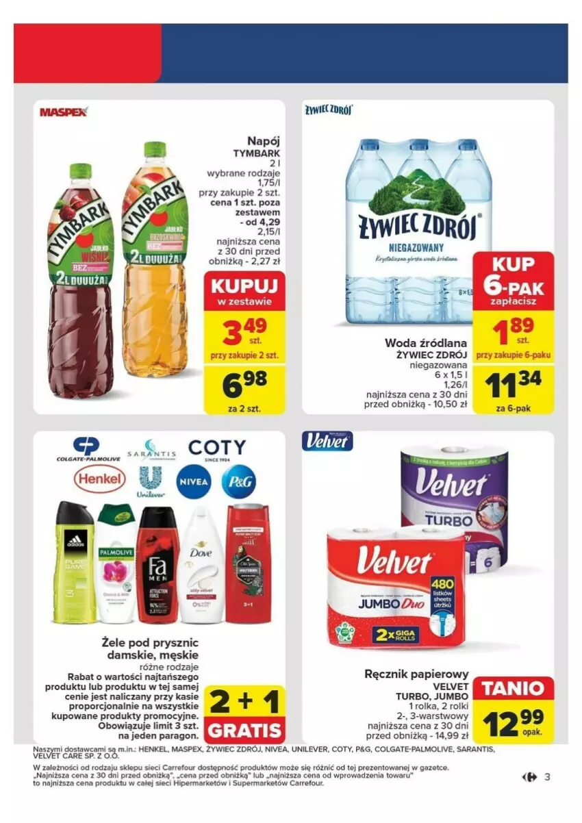 Gazetka promocyjna Carrefour - ważna 18.11 do 23.11.2024 - strona 23 - produkty: Colgate, LANA, LG, Napój, Nivea, Palmolive, Papier, Por, Ręcznik, Rolki, Tymbark, Velvet, Woda