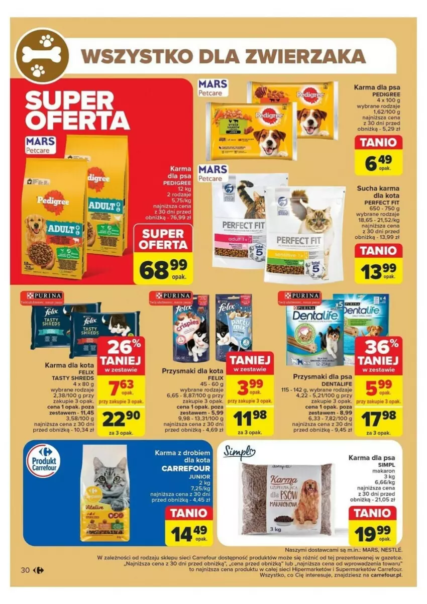 Gazetka promocyjna Carrefour - ważna 18.11 do 23.11.2024 - strona 24 - produkty: Felix, Makaron, Mars, Pedigree, Przysmaki, Sucha karma