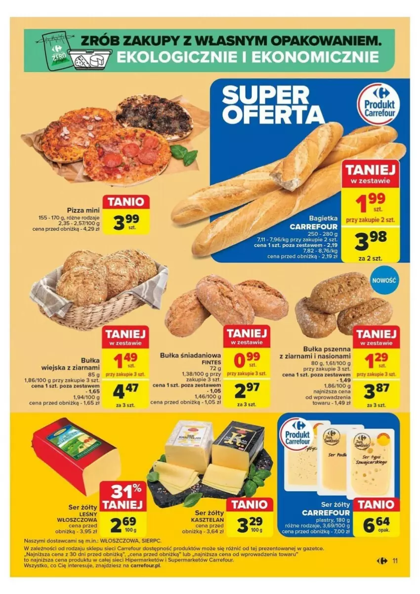 Gazetka promocyjna Carrefour - ważna 18.11 do 23.11.2024 - strona 3 - produkty: Bułka, Danio, Kasztelan, Pizza, Ser